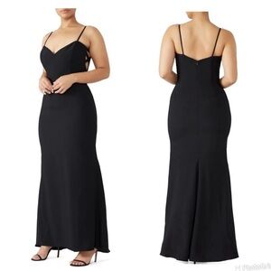 Theia Black Side Panel Gown